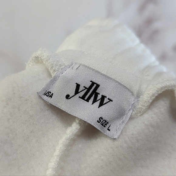 Yellow The Label Sweatpants Womens Large Tearaway White Blue Button Yllw Pants - Picture 5 of 16